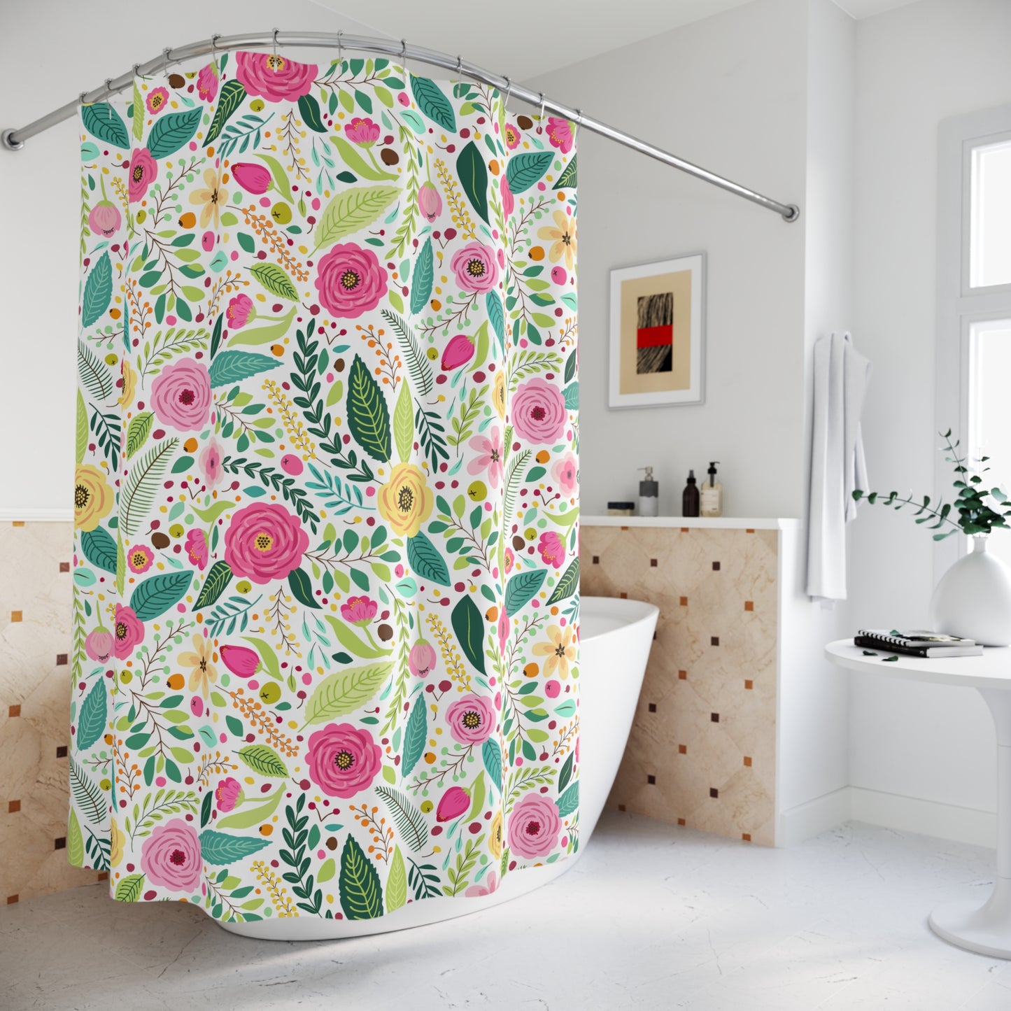 Boho Wildflower Multicolor Shower Curtain