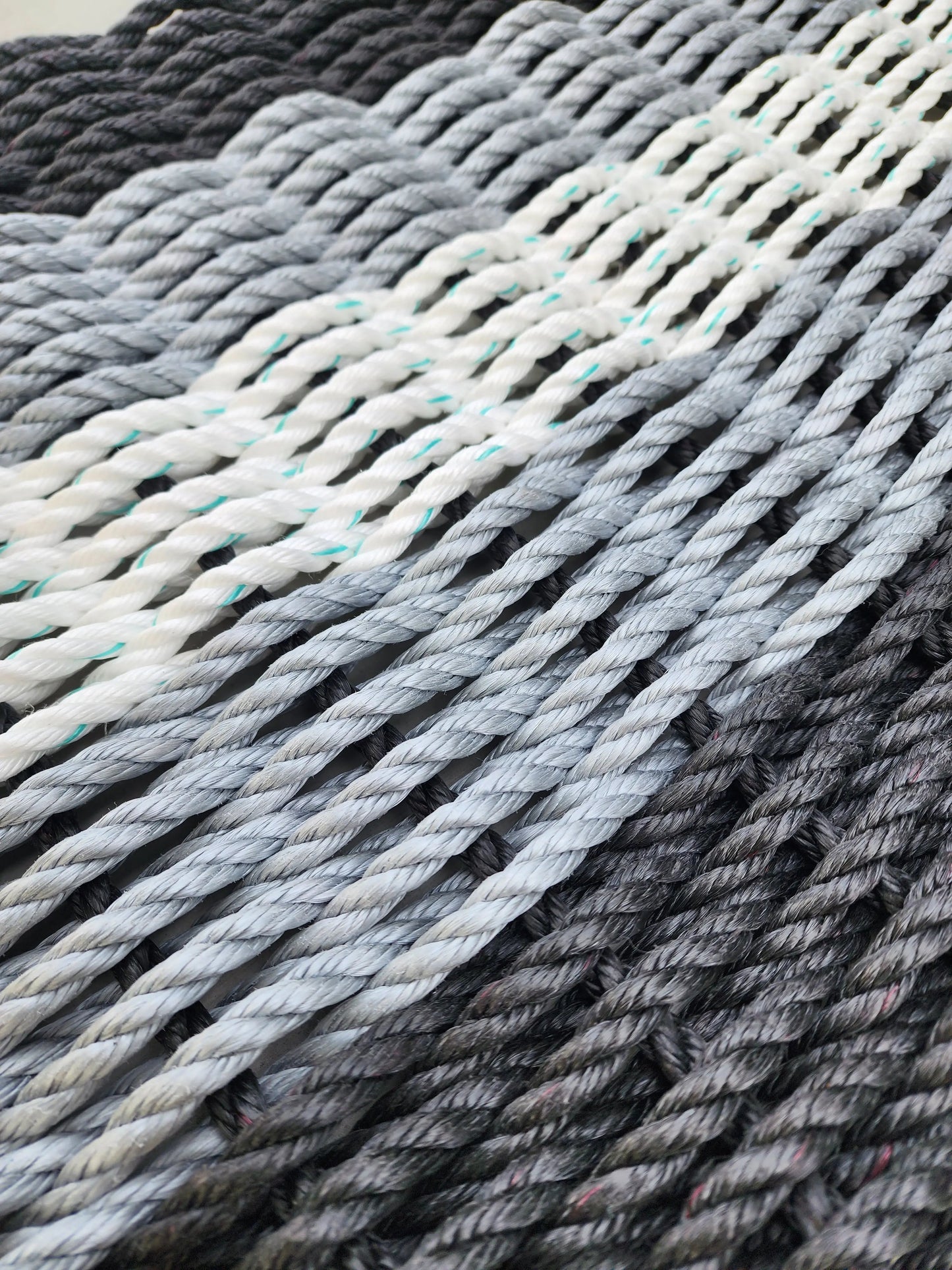 Black, Gray & White 5-Stripe Lobster Rope Doormat