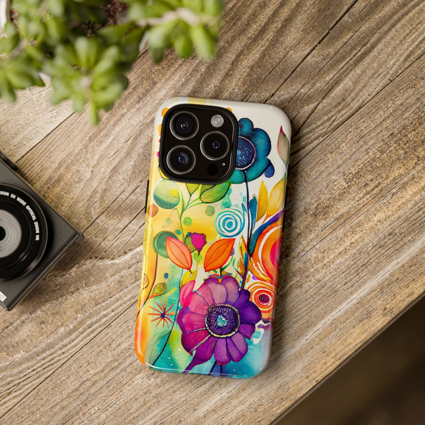 Floral Watercolor Phone Case — Colorful Boho Protective Cover