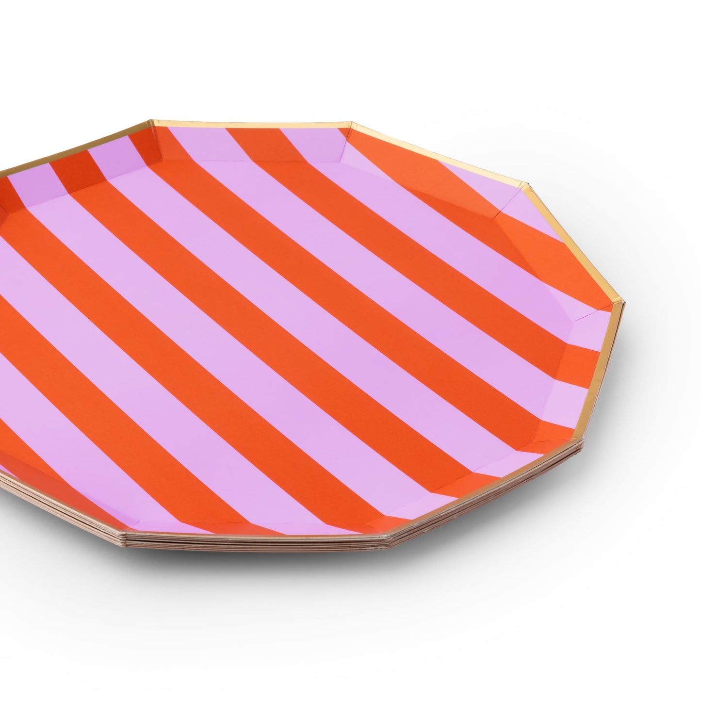 Orange & Purple Cabana Stripe Large Plates – 10.75" Set of 8