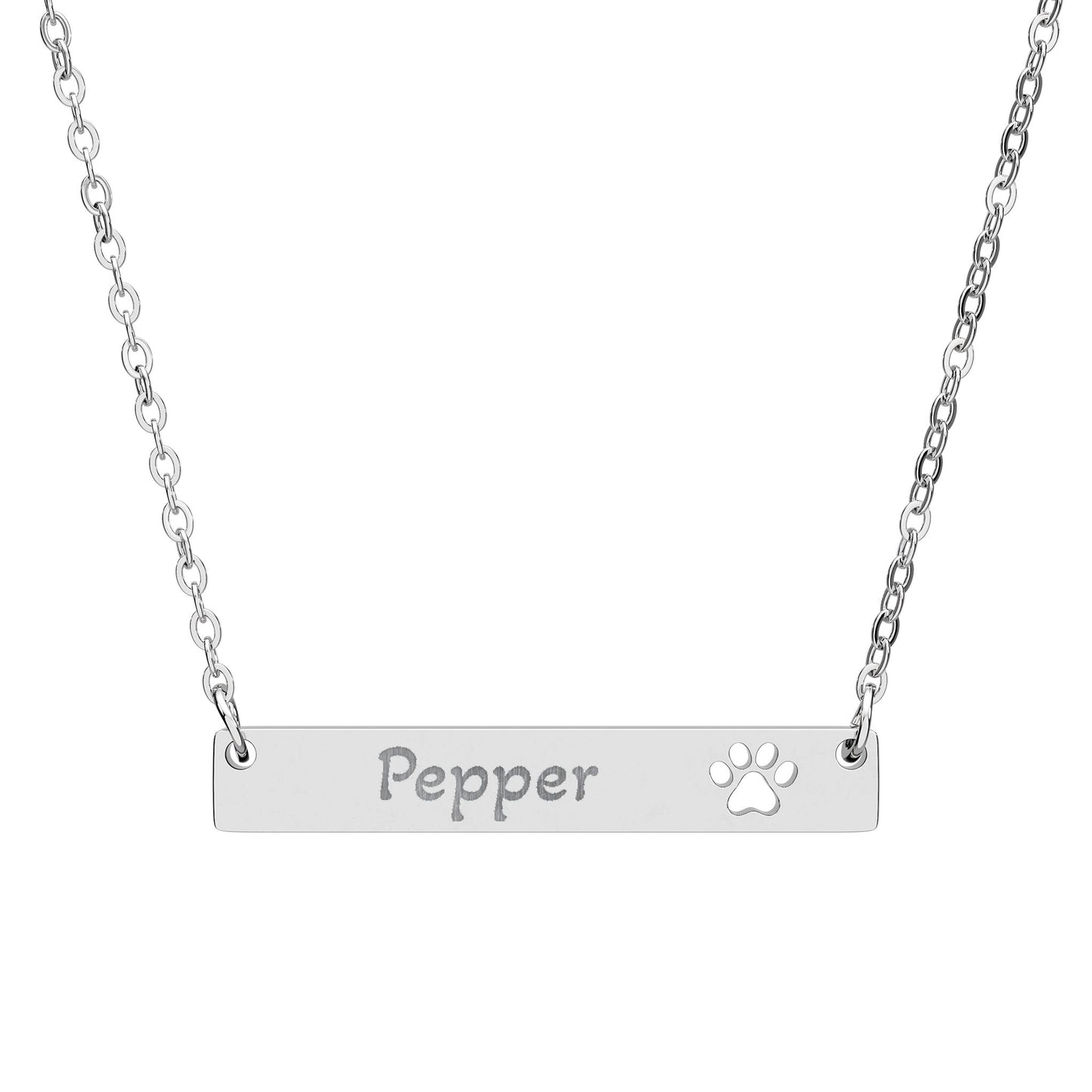 Custom Pet Name Paw Bar Necklace