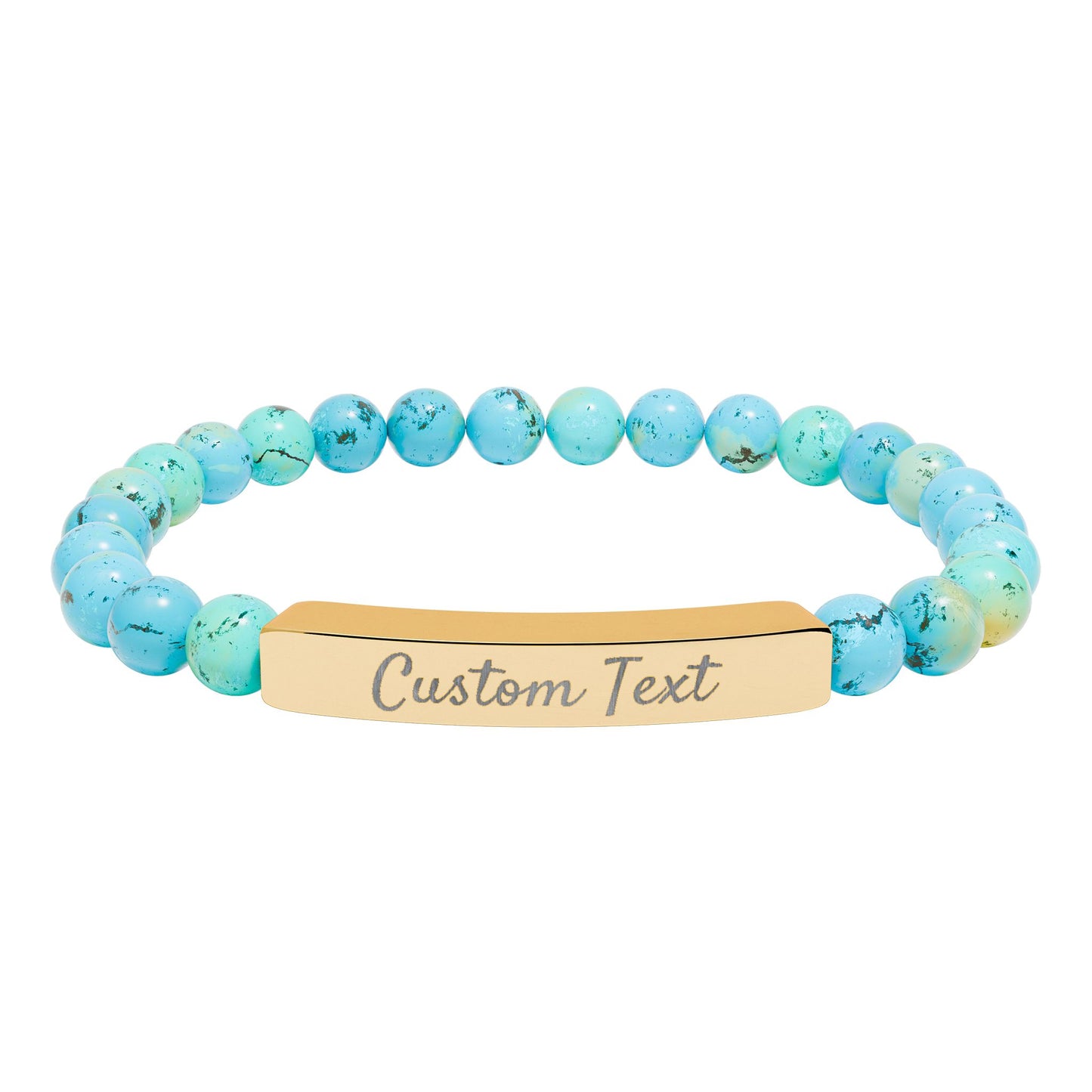 Engravable Natural Stone Bar Bracelet — Custom Name Stretch Bracelet