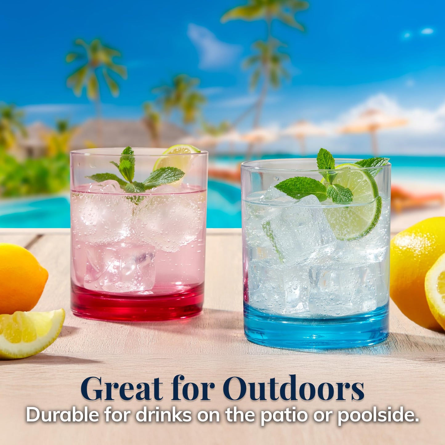 Reusable Plastic Drinking Glasses – 12oz Assorted Colors, Set of 6