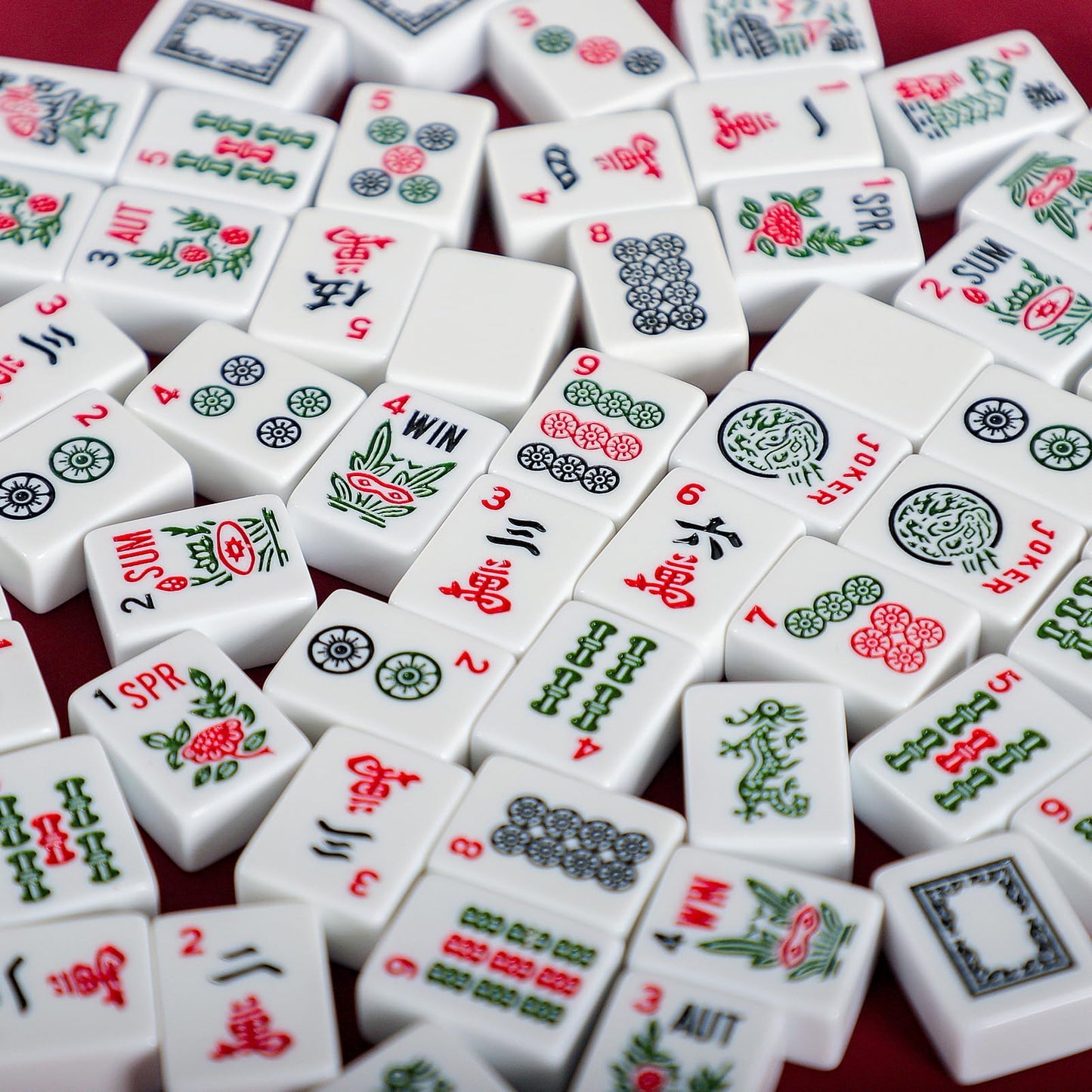 Jongyance American Mahjong Set with Blue Carrying Bag, 166 White Tiles, 4 All-in-One Rack/Pushers, Mahjong Tiles Set (Ma Jong, Mah-Jongg, Majiang)