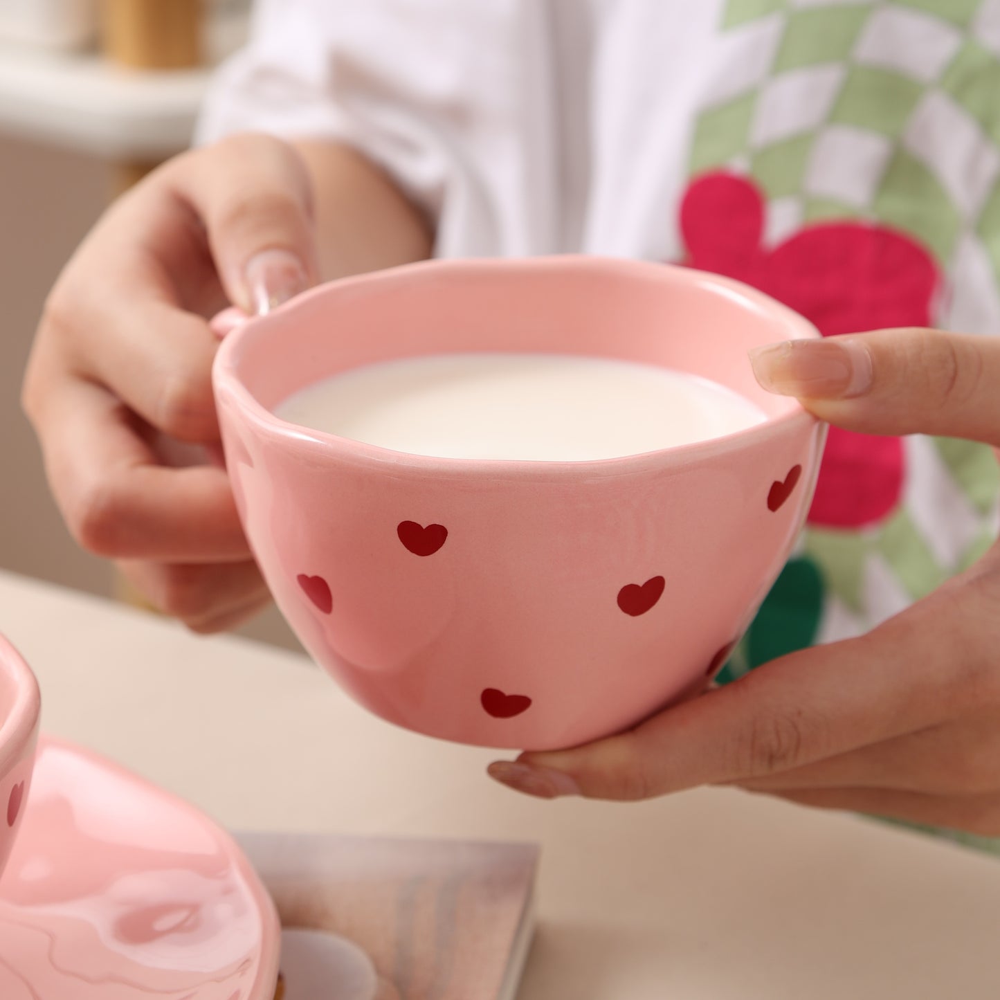 Pink and Red Hearts Coffee Mug, Valentine's Day Gift