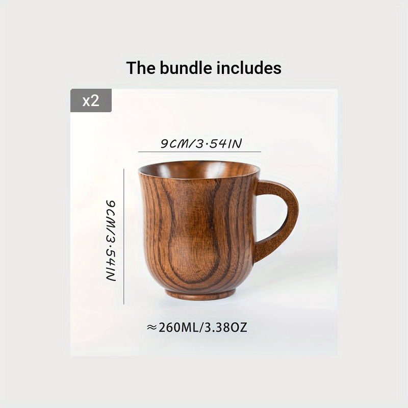 Natural Solid Wooden Coffee Mug, Beer Mug, Handmade Tea Cup With Handle For Coffee