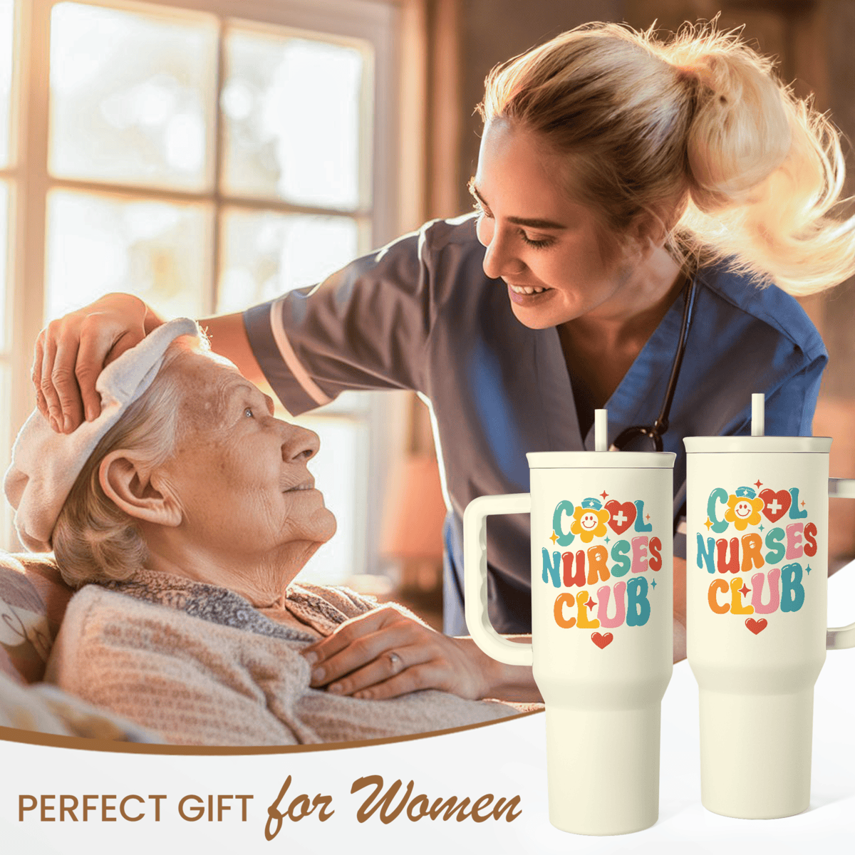 Beige Nurse Slidemate | Slider Tumbler with Handle 40oz