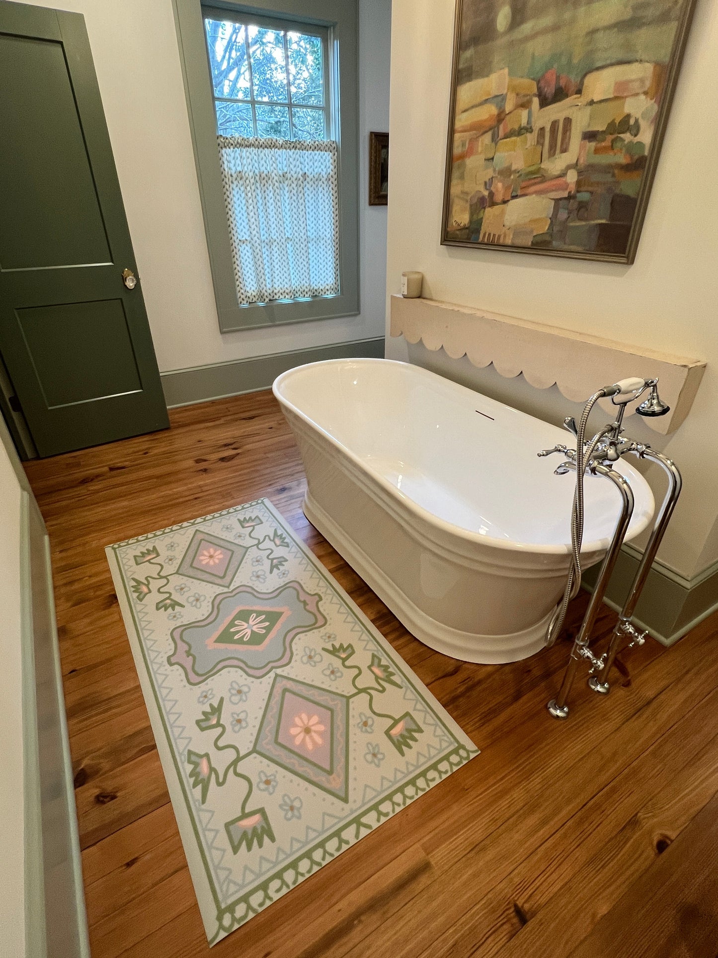 "Tub Runner" Modern Oushak Vinyl Runner - 30"x60"