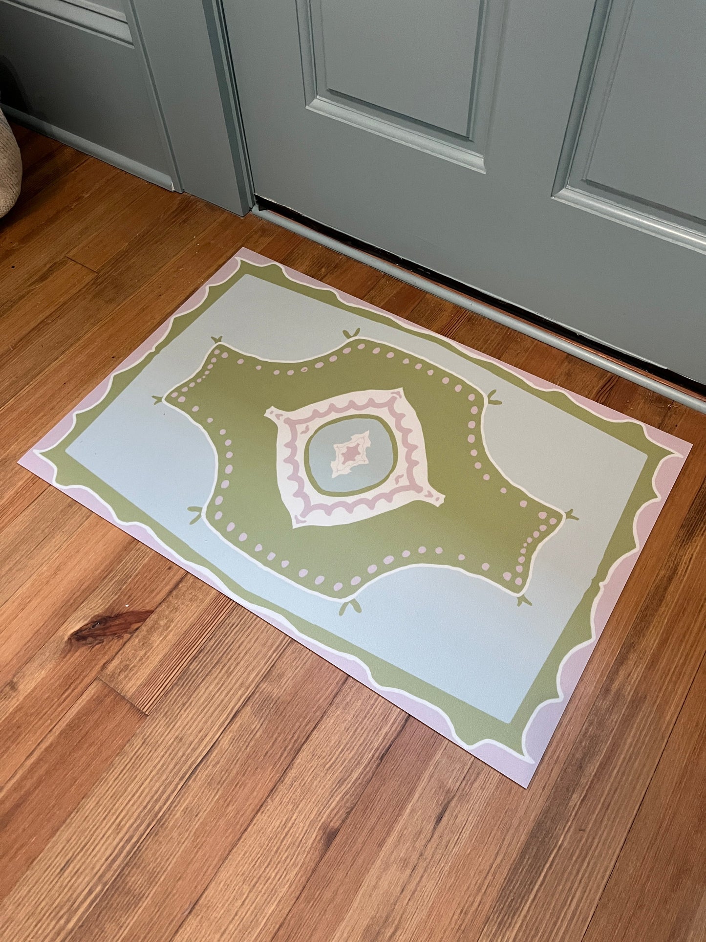 "Keaton" Modern Oushak Vinyl Floor Mat- 20"x30"
