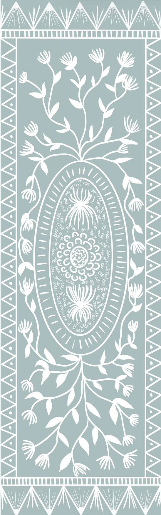 "Ruth in Dutch Blue" Cottage Style Floral Vinyl Runner - 30"x96"