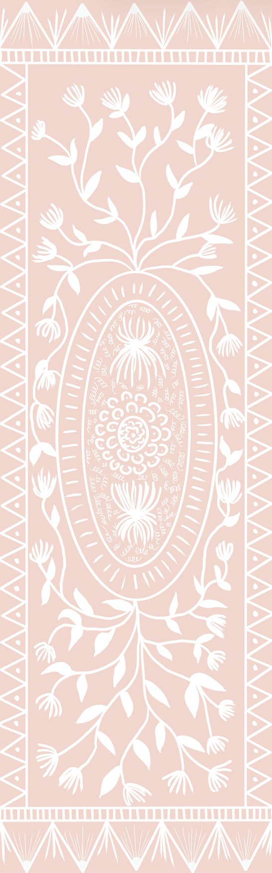 "Ruth in Rose" Cottage Style Floral Vinyl Runner - 30"x96"