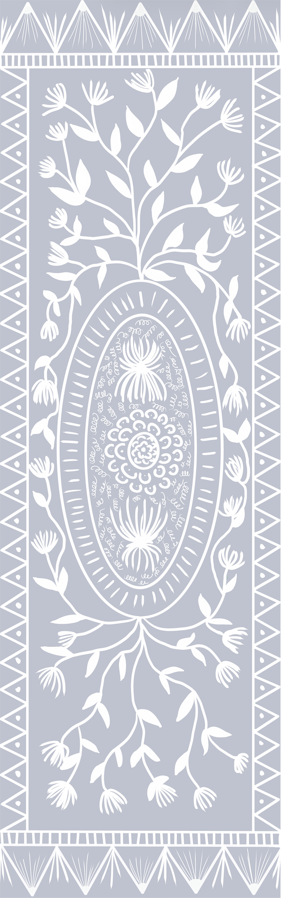 "Ruth in Soft Lavender" Cottage Style Floral Vinyl Runner - 30"x96"