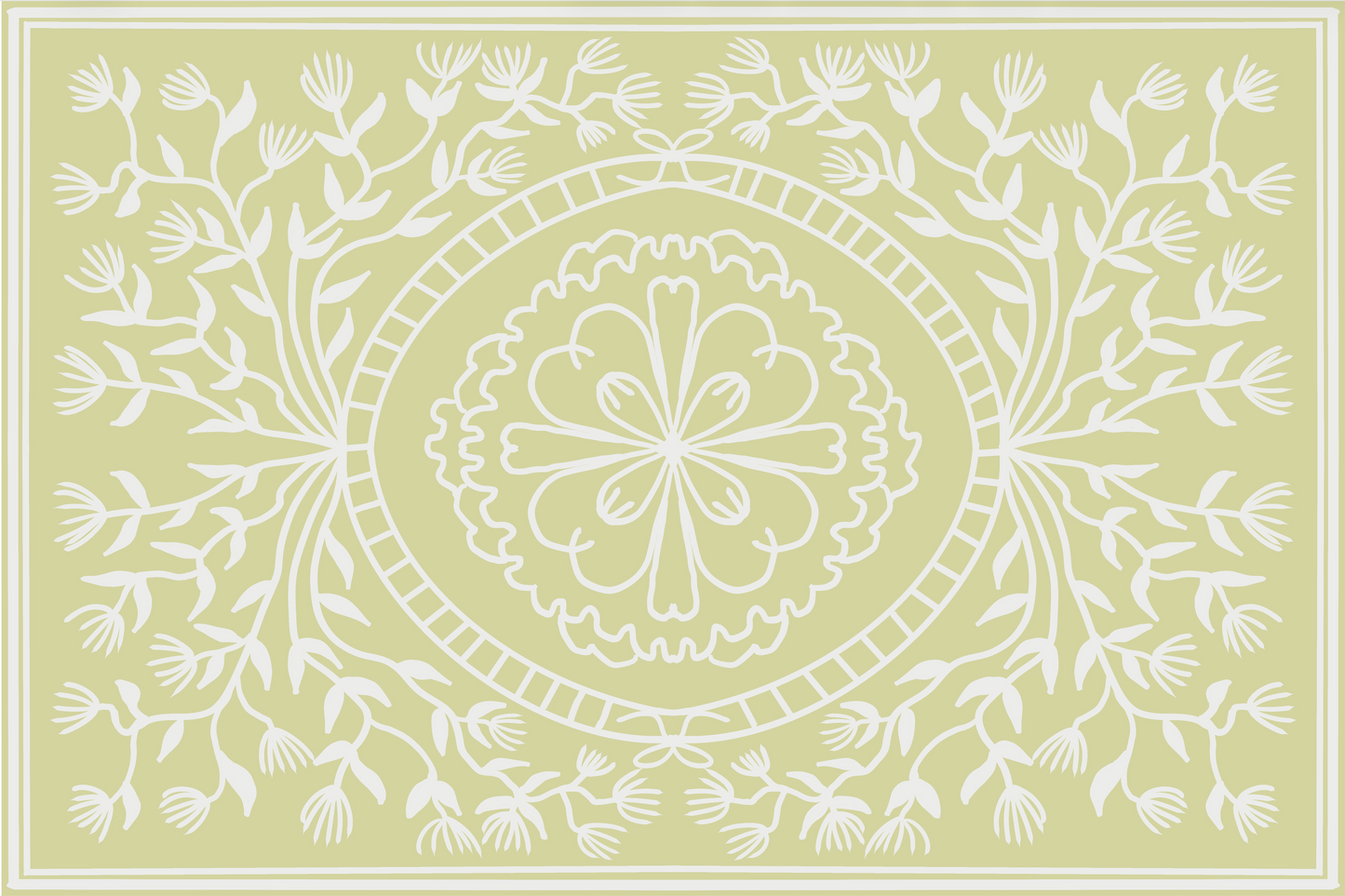 "Ruthie" in soft chartreuse Cottage Floral Vinyl Placemat - 12"x18"