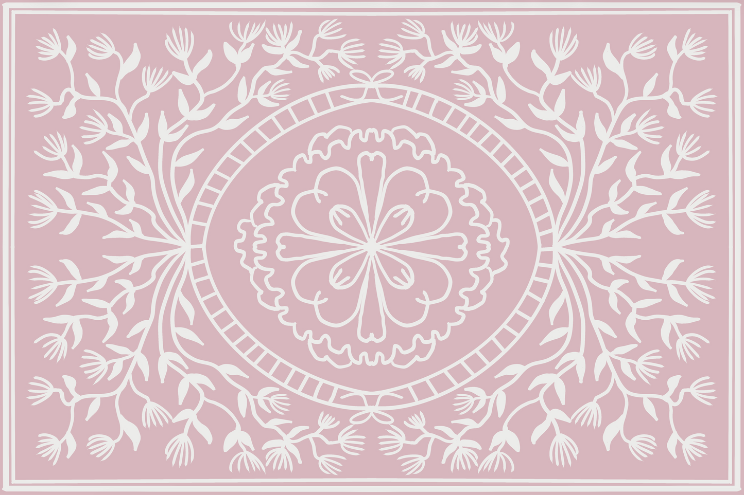 "Ruthie" in pink - Cottage Floral Vinyl Placemat - 12"x18"