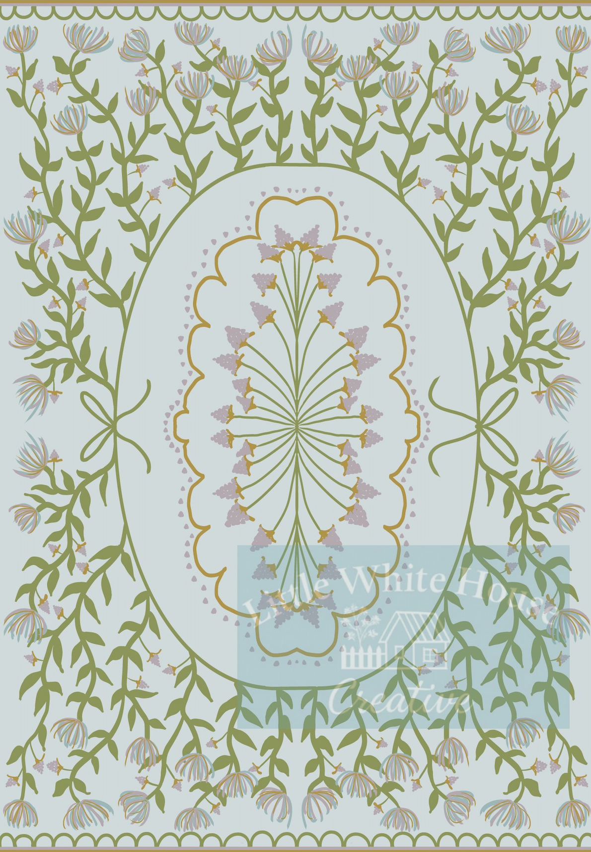 "Cottage Kitchen" Vintage Floral Vinyl Mat- 38"x55"