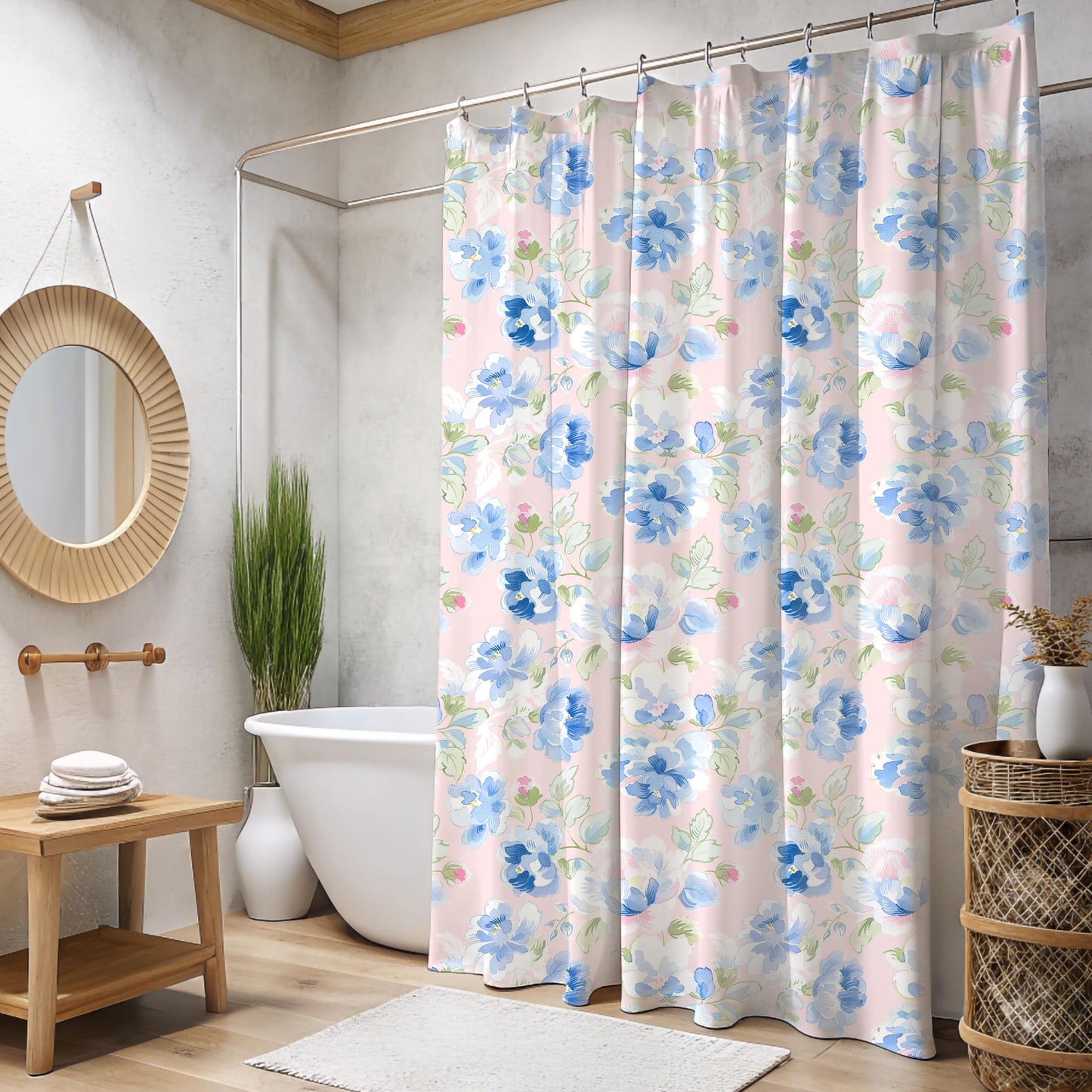 Custom Shower Curtain, Soft Florals