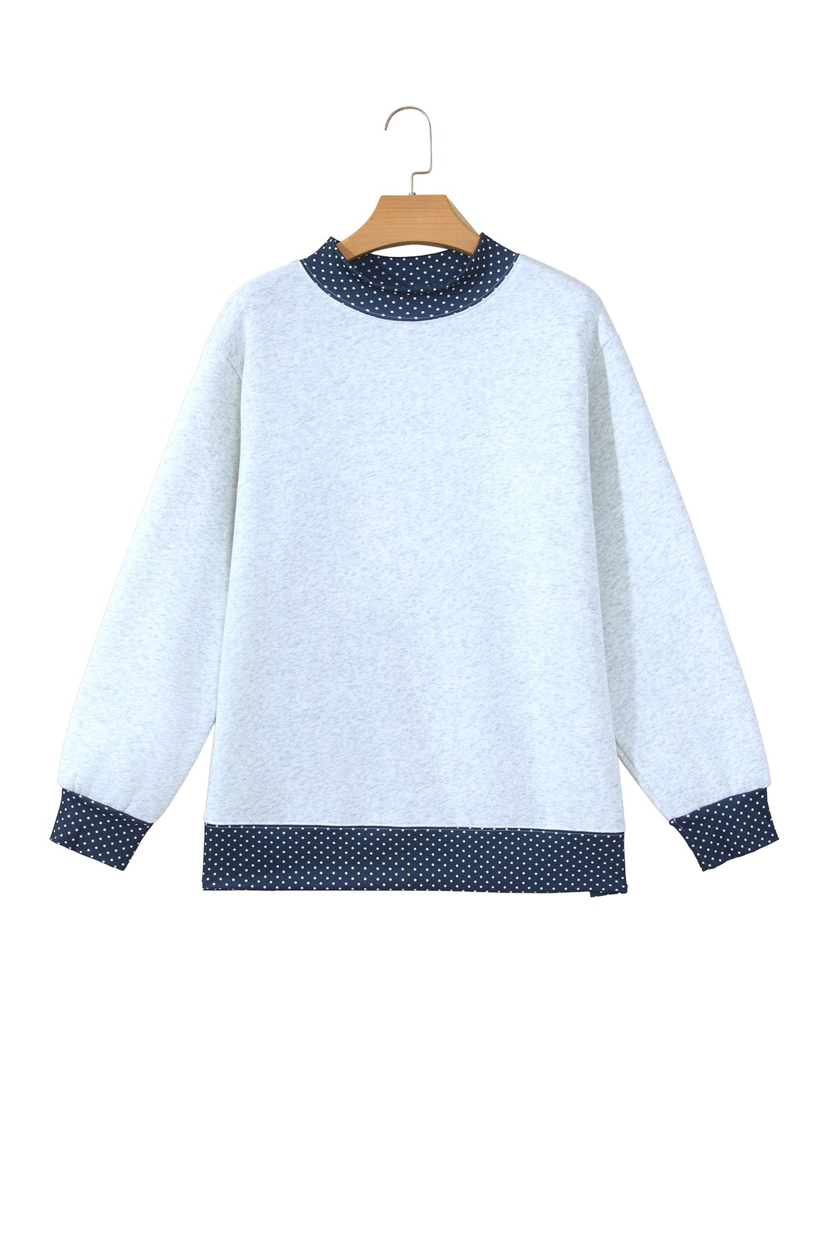 Light Grey Polka Dot Contrast Trim JESUS Letter Graphic Sweatshirt
