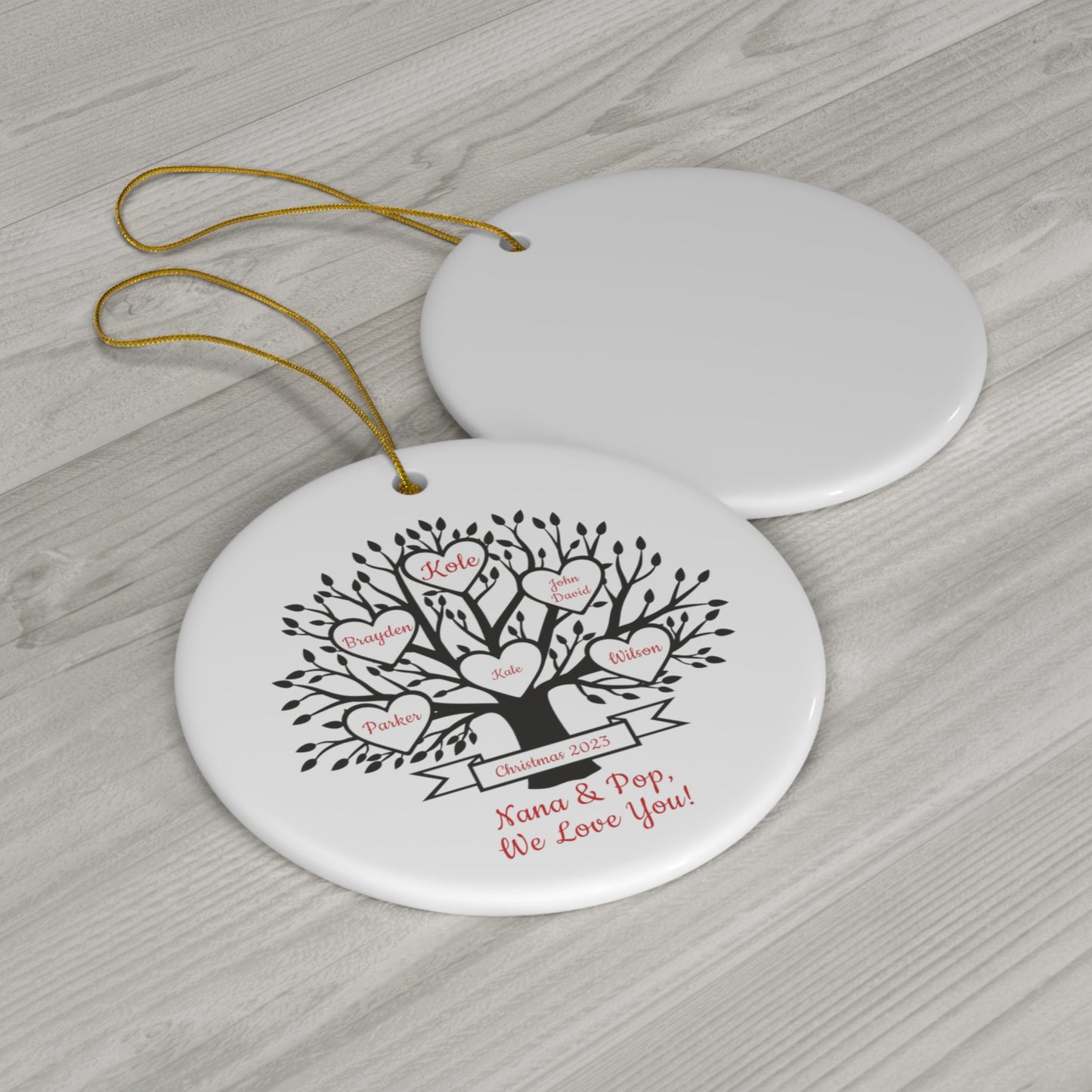 Family Christmas Ornament, Christmas Ornaments, Family Name, In Loving Memory Ornament
