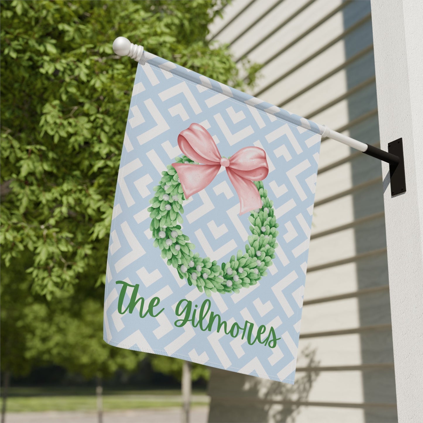 Custom Garden Flag, Pink Bow Decor, Yard Decor, RV Campsite, Gift, Welcome Flag, Outdoor Flag