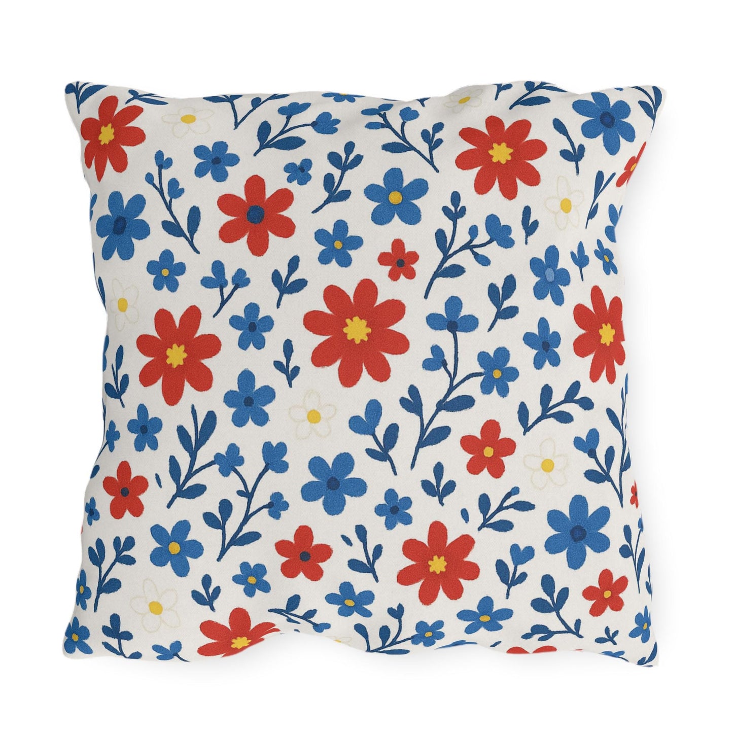 Floral Ditsy Outdoor Pillow, Red White Blue Design, Garden Decor, Patio Cushion, Americana Throw Pillow, Outdoor Furniture Accessory