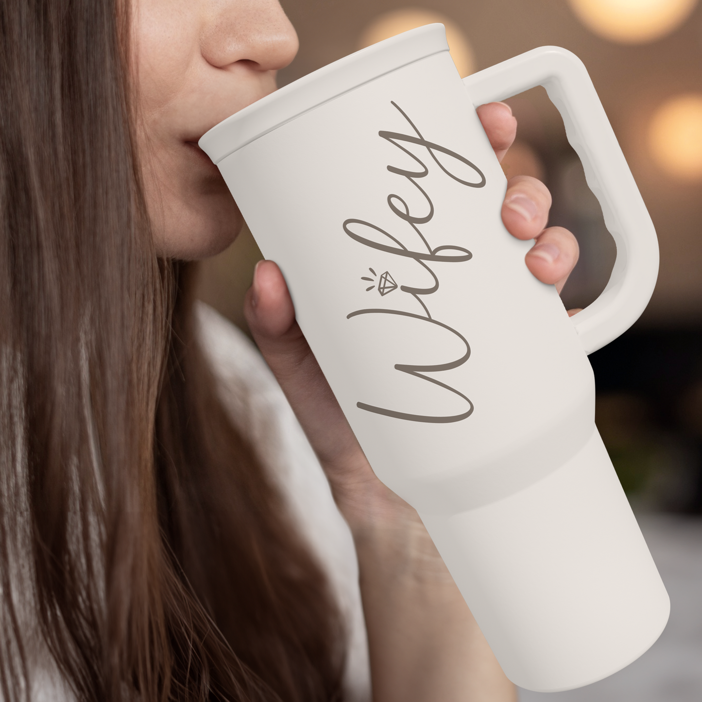 White Wife Slidemate | Slider Tumbler with Handle 40oz