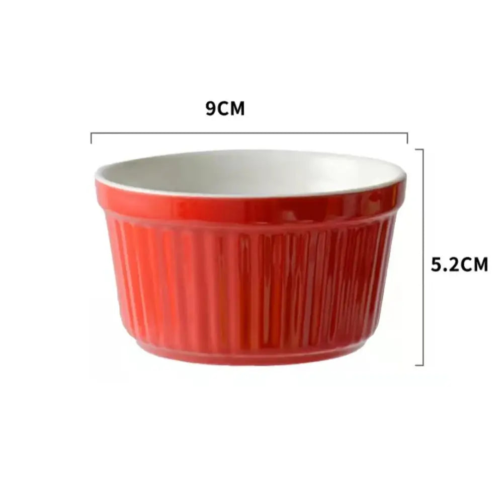 Ribbed colorful ceramic baking bowl kitchen dessert ramekin set