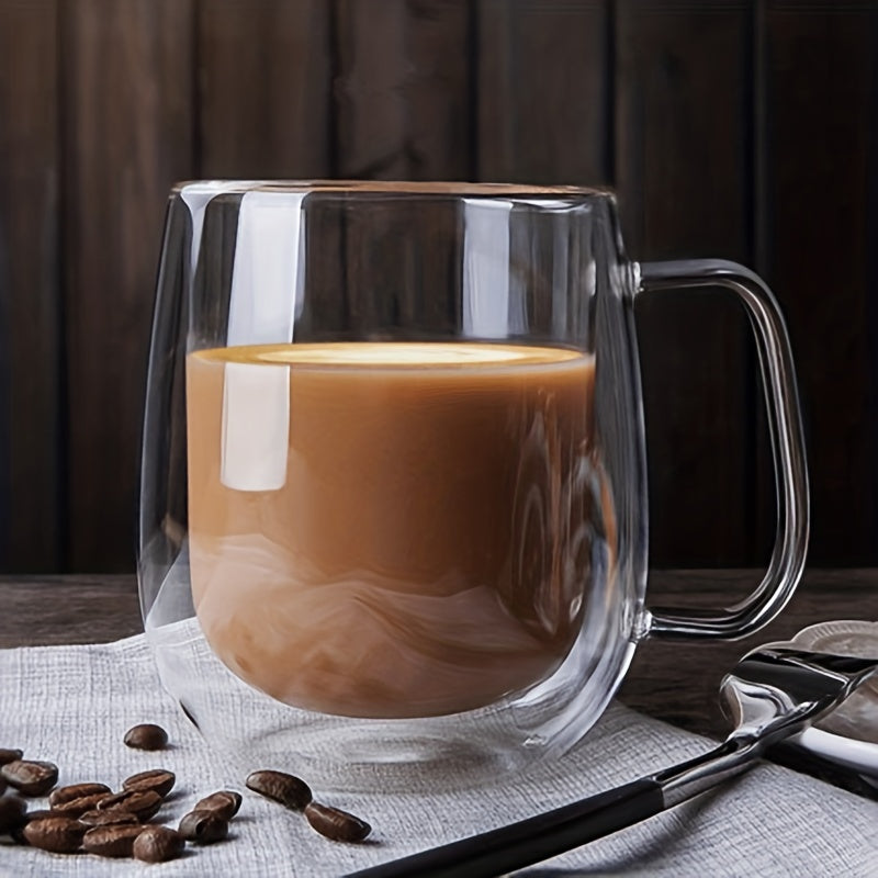 Double-Walled Glass Coffee Mug with Handle