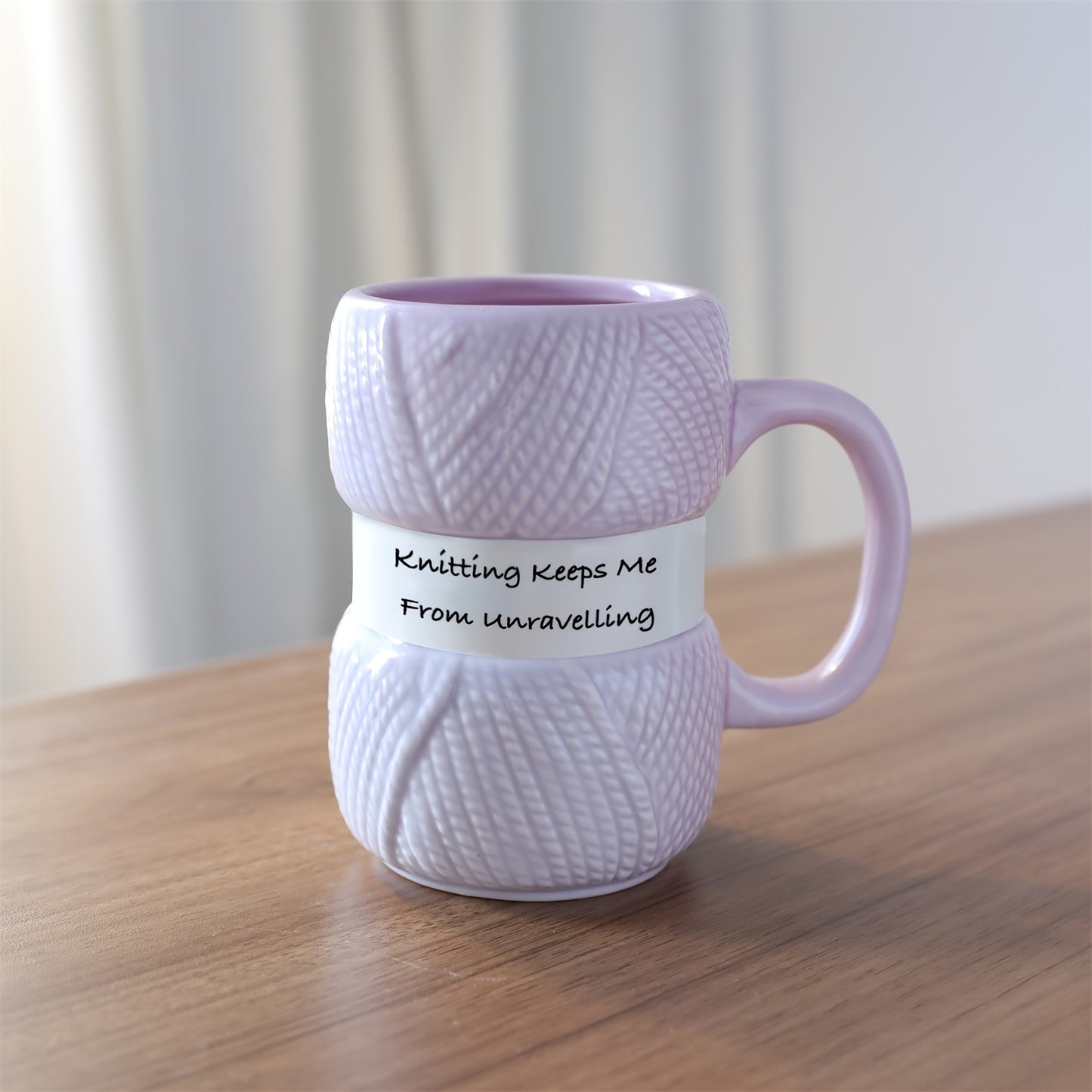 Unique Yarn Coffee Mug, Knitting