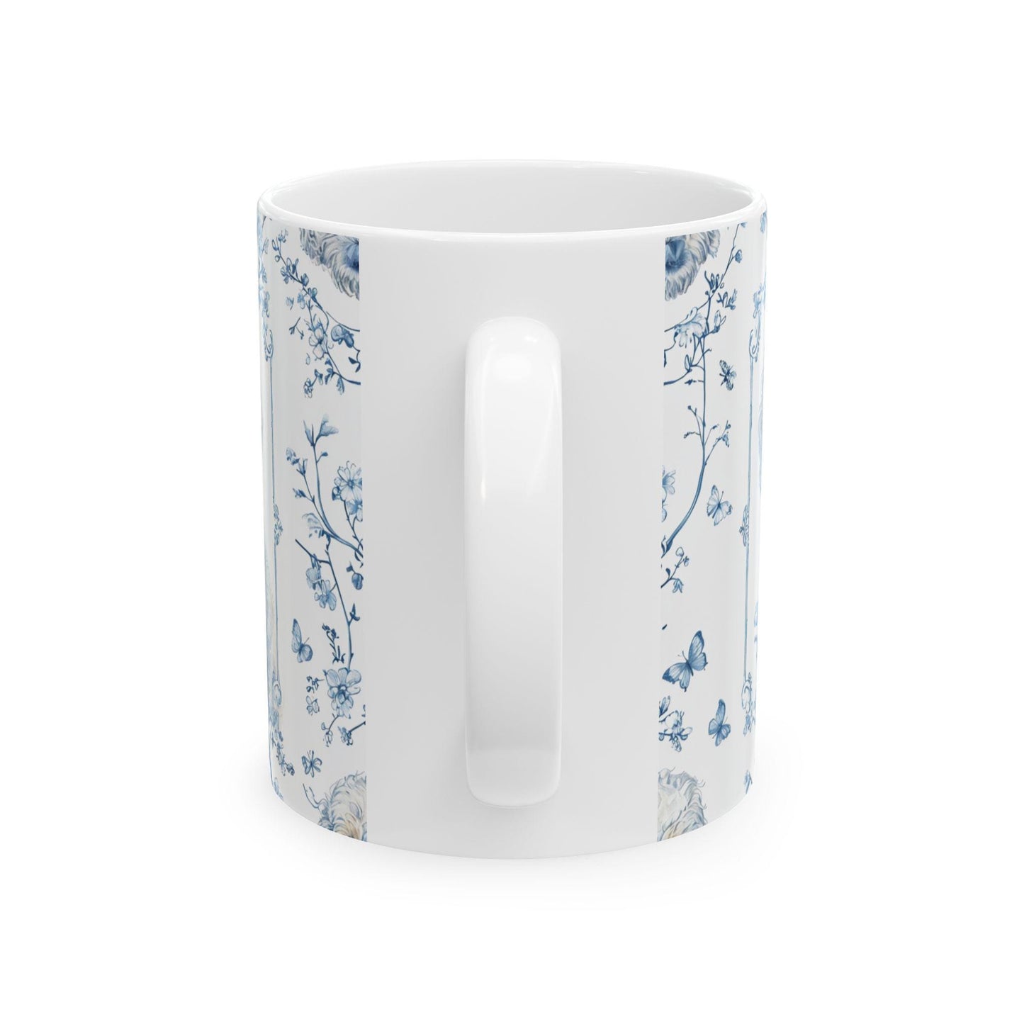 Coffee Mug, Blue Floral Puppy