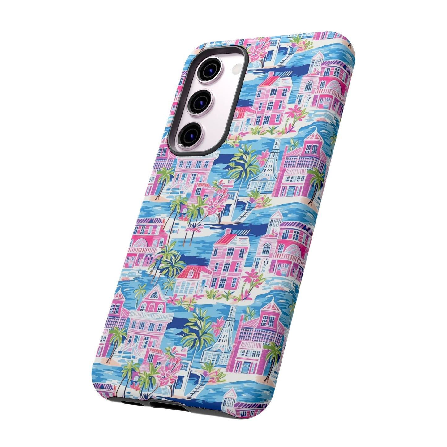 Pink Coastal Houses phone case | Tough Case | iPhone 17