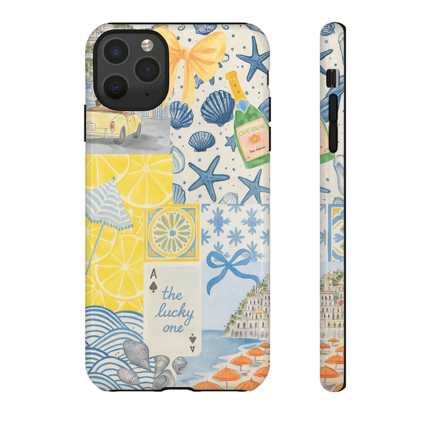 Coastal Collage Phone Case | Beach Shells, Starfish, Lemon, Scenic Travel | Italian Summer