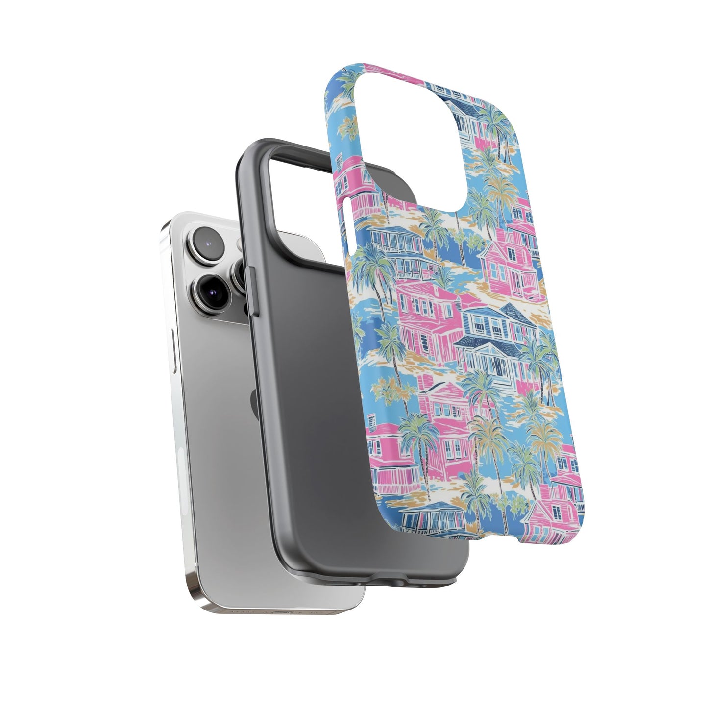 Tropical Beach Houses Tough Case | Palm Tree Coastal Phone Cover | iPhone 17