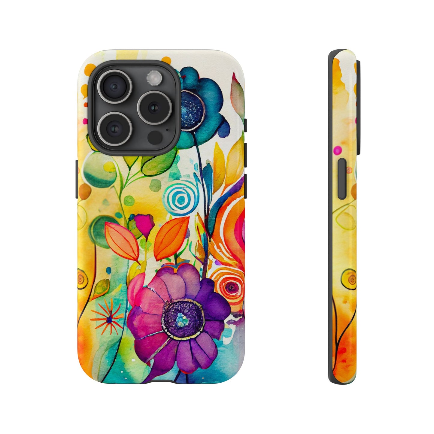 Floral Watercolor Phone Case — Colorful Boho Protective Cover