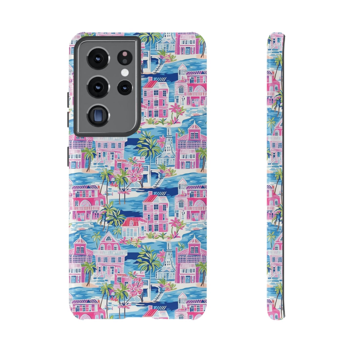Pink Coastal Houses phone case | Tough Case | iPhone 17