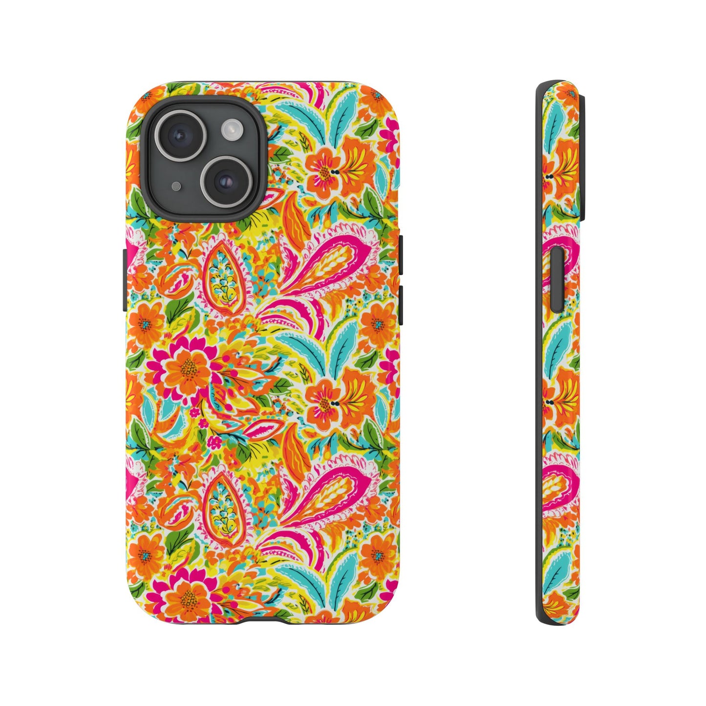 Vibrant Floral Paisley phone case | Tough Cases | Orange and Pink Floral | iPhone 17