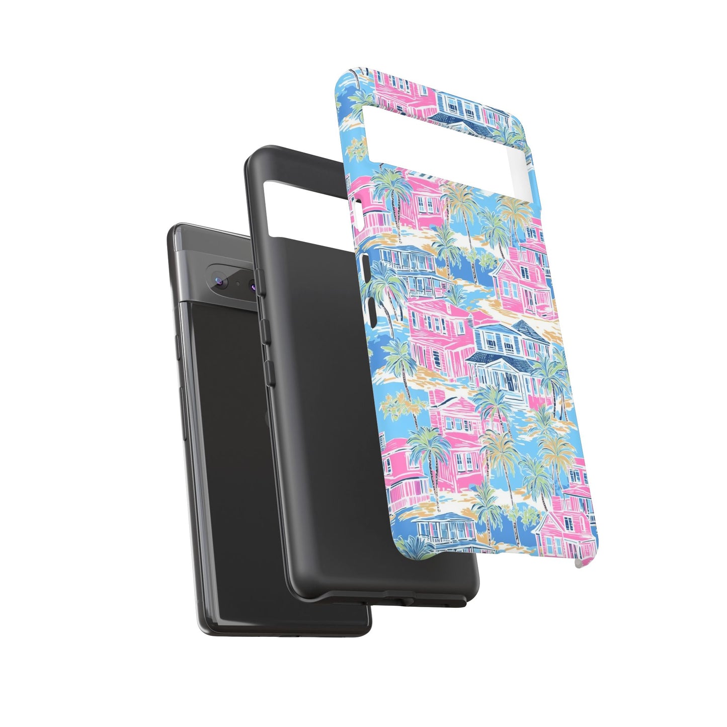 Tropical Beach Houses Tough Case | Palm Tree Coastal Phone Cover | iPhone 17