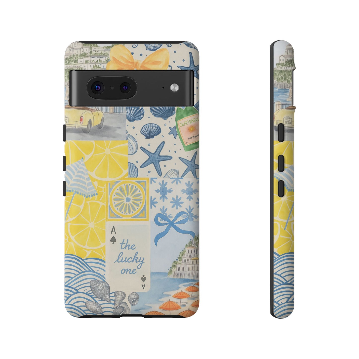 Coastal Collage Phone Case | Beach Shells, Starfish, Lemon, Scenic Travel | Italian Summer