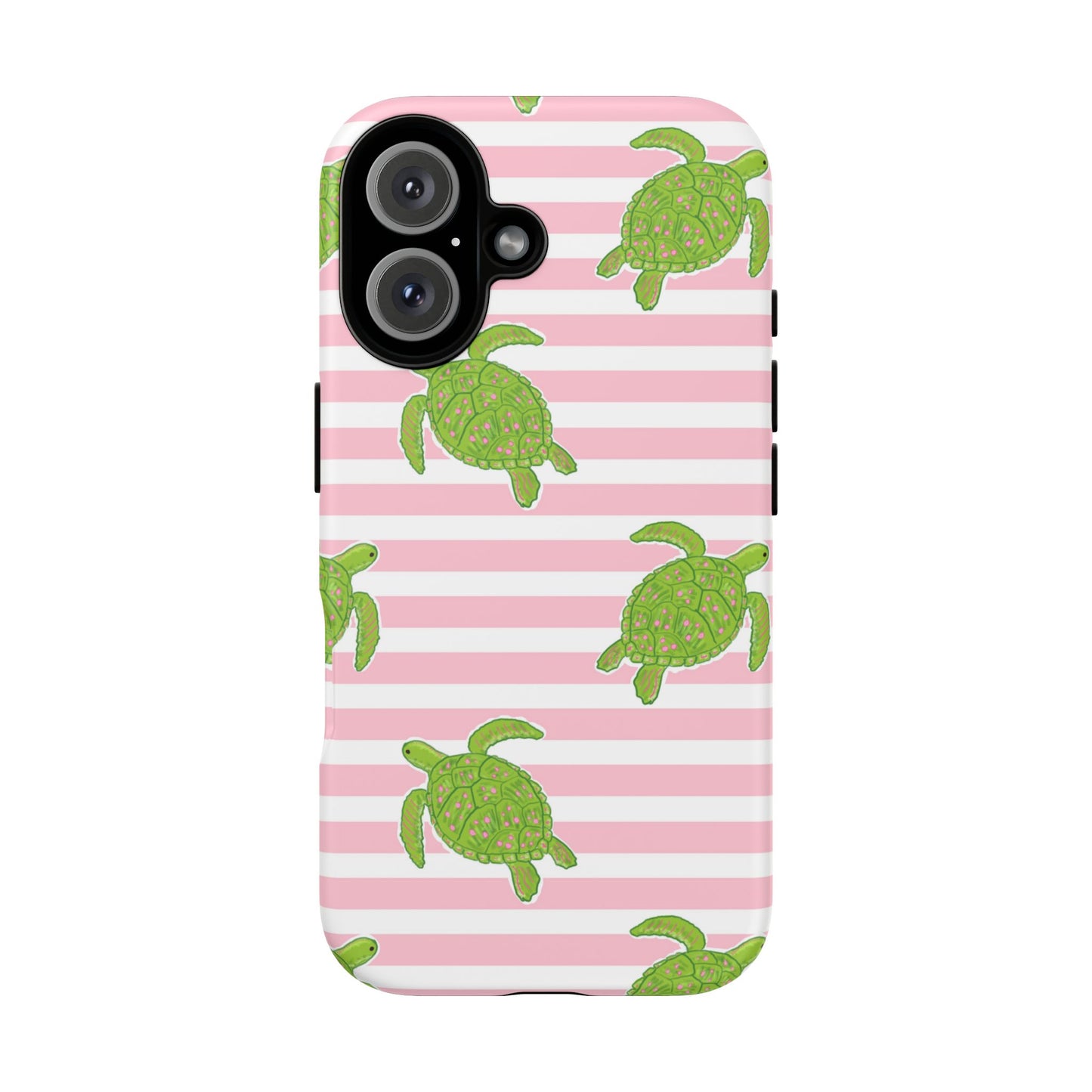 Green Sea Turtles Phone Case | Pink Stripes Tough Case | iPhone 17