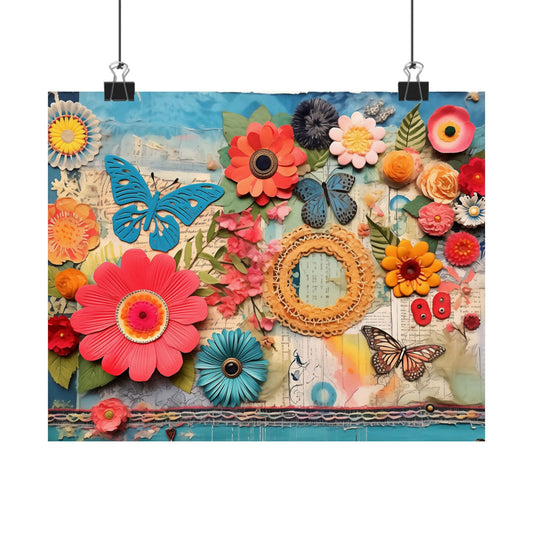 Wildflower Butterfly Sign Wall Art Poster | Boho Floral Home Decor | Cottagecore Nature Print