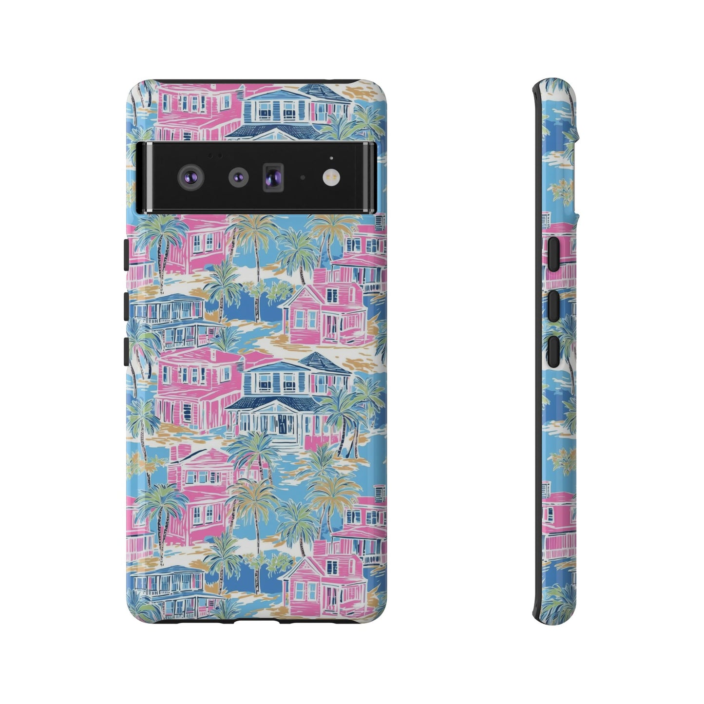 Tropical Beach Houses Tough Case | Palm Tree Coastal Phone Cover | iPhone 17