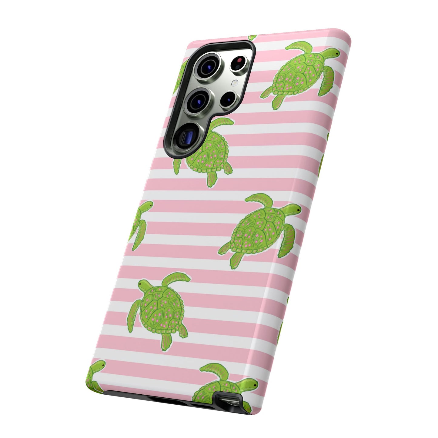 Green Sea Turtles Phone Case | Pink Stripes Tough Case | iPhone 17