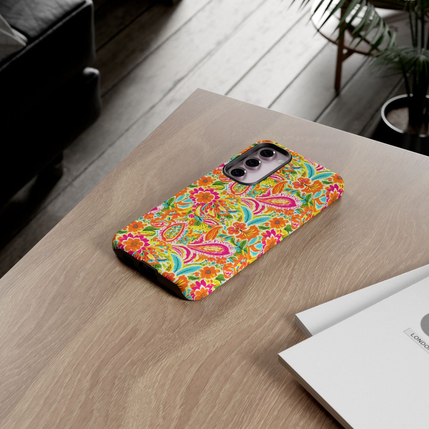Vibrant Floral Paisley phone case | Tough Cases | Orange and Pink Floral | iPhone 17