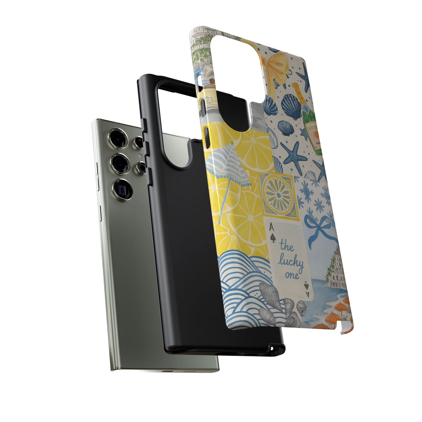 Coastal Collage Phone Case | Beach Shells, Starfish, Lemon, Scenic Travel | Italian Summer