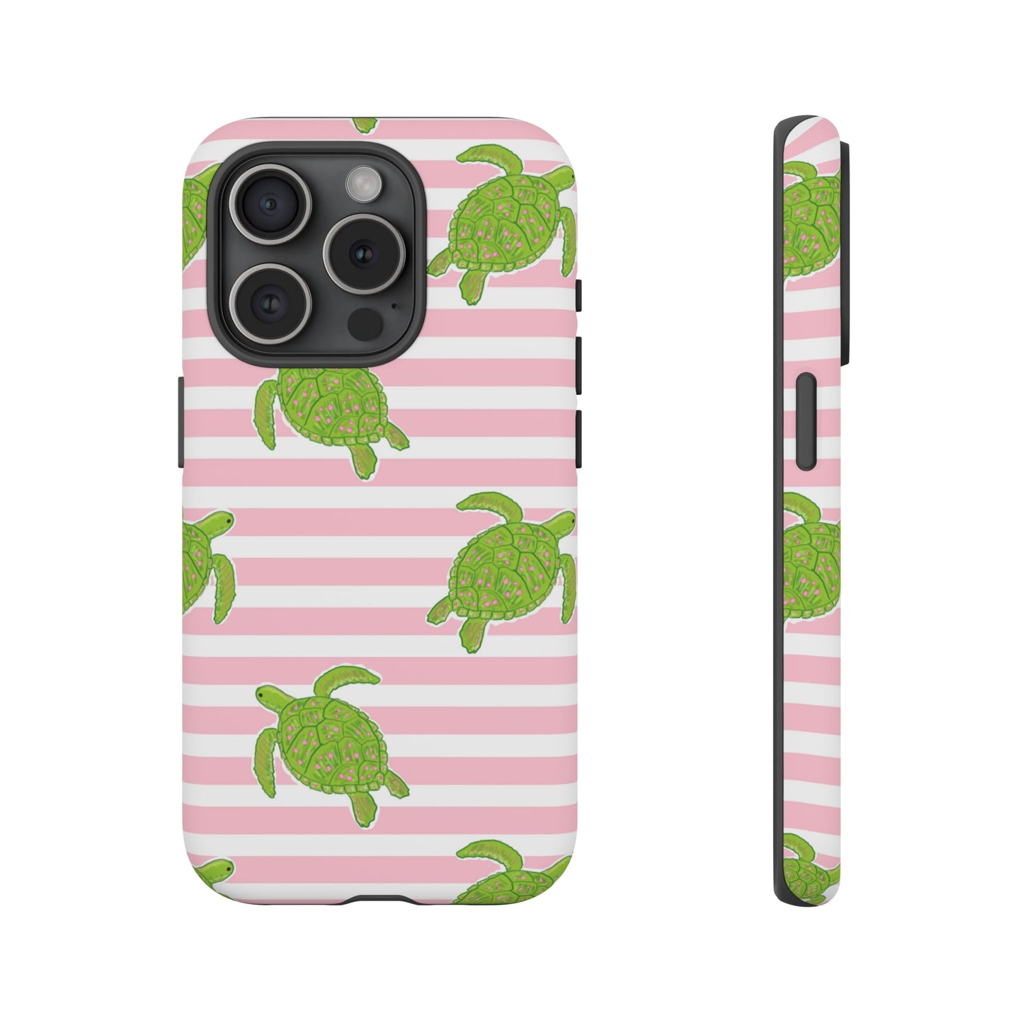 Green Sea Turtles Phone Case | Pink Stripes Tough Case | iPhone 17