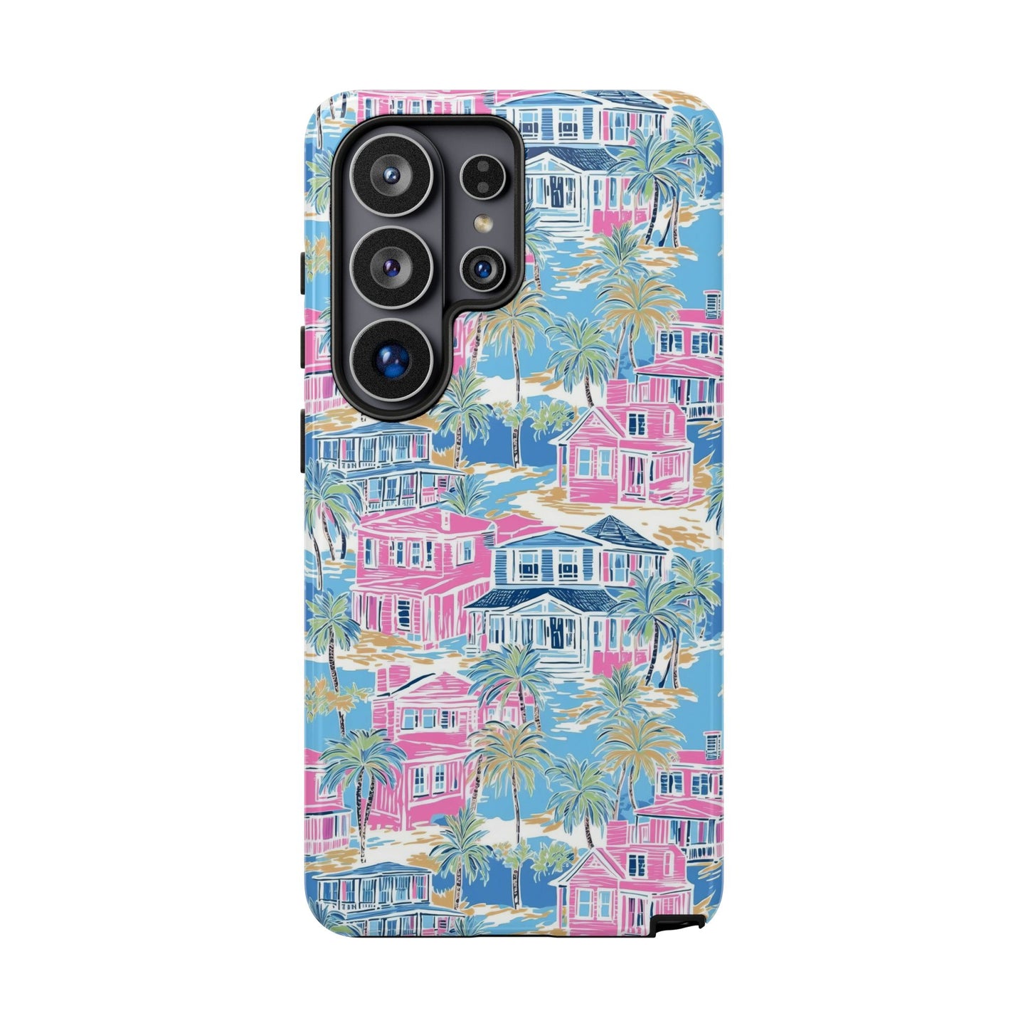 Tropical Beach Houses Tough Case | Palm Tree Coastal Phone Cover | iPhone 17