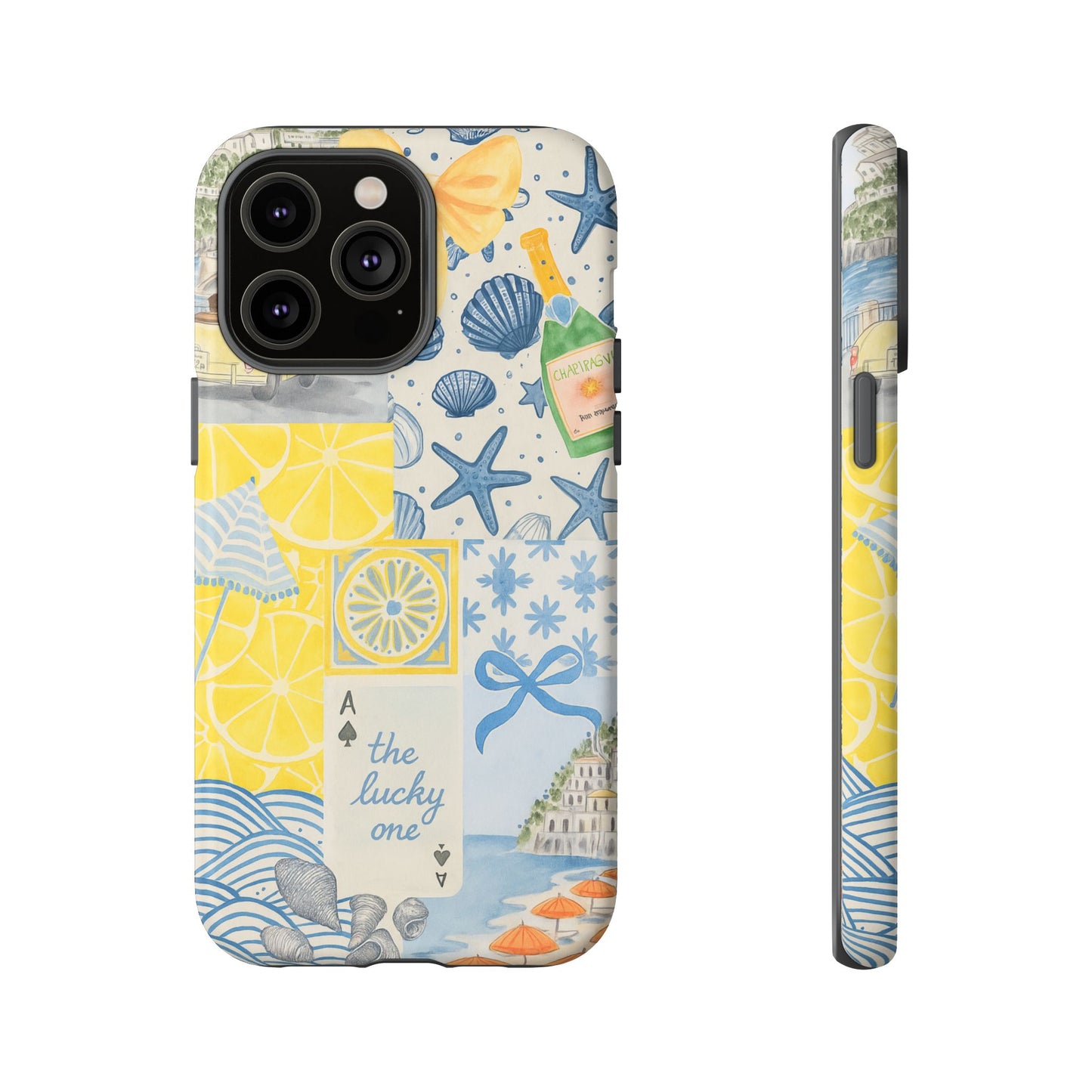 Coastal Collage Phone Case | Beach Shells, Starfish, Lemon, Scenic Travel | Italian Summer