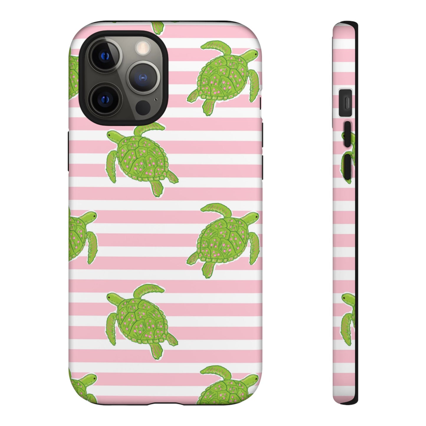 Green Sea Turtles Phone Case | Pink Stripes Tough Case | iPhone 17