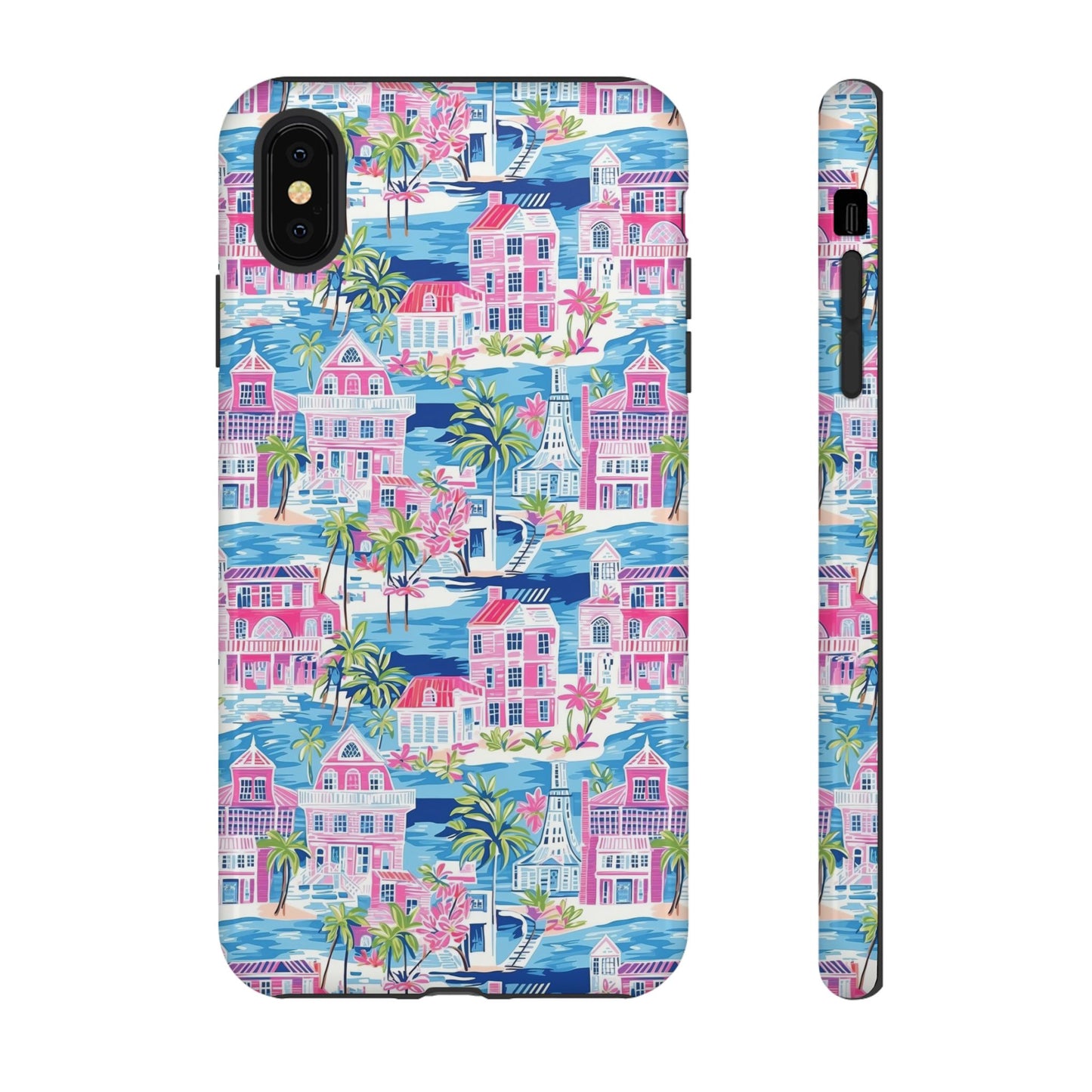 Pink Coastal Houses phone case | Tough Case | iPhone 17