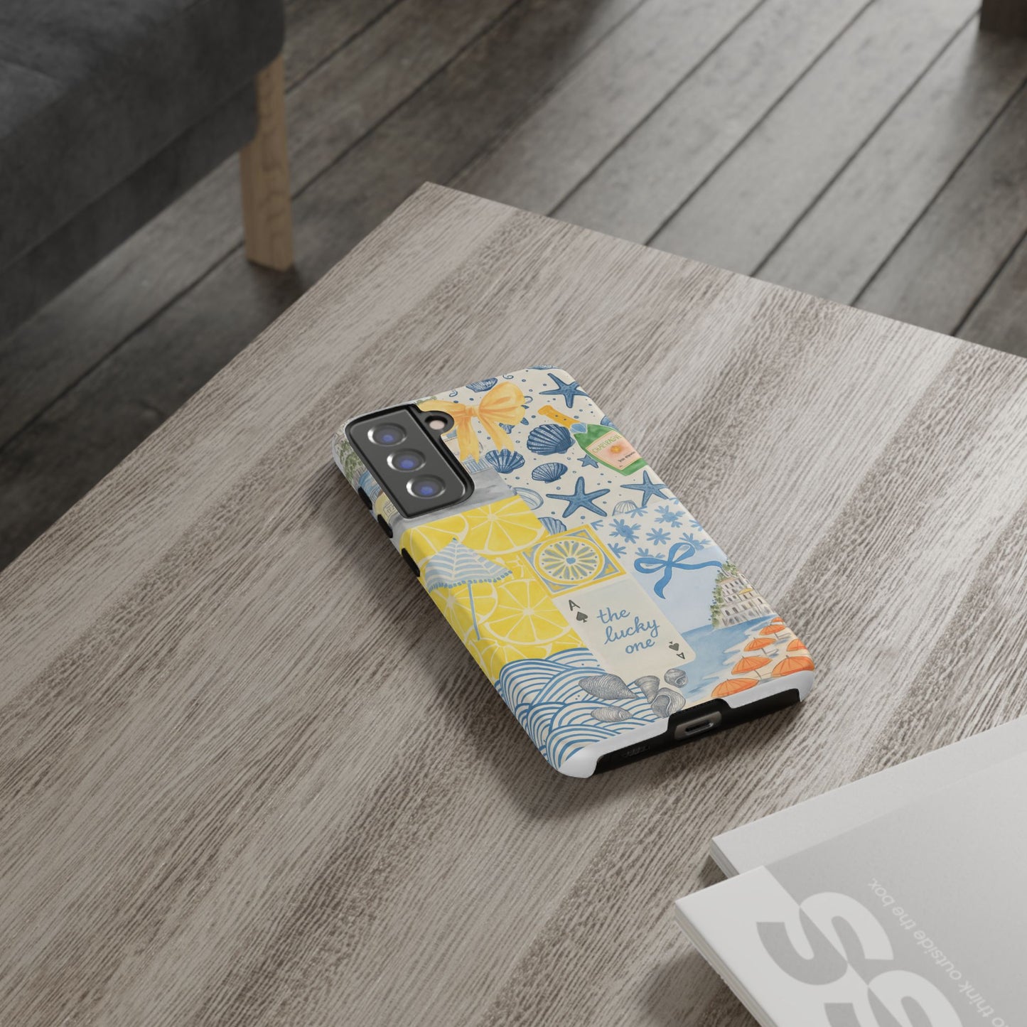 Coastal Collage Phone Case | Beach Shells, Starfish, Lemon, Scenic Travel | Italian Summer