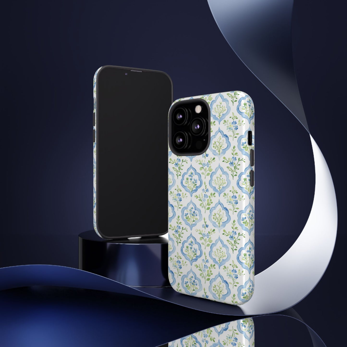 Blue Floral Damask phone case | Tough Case | iPhone 17